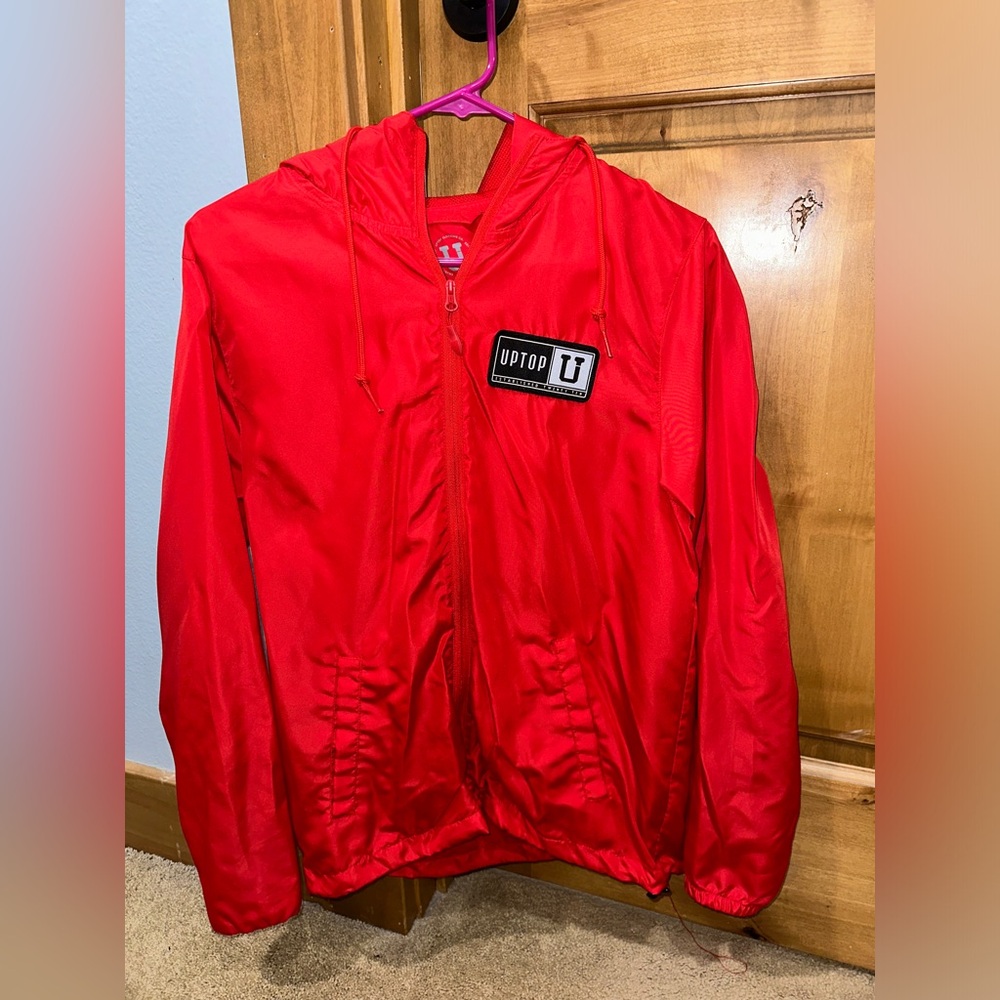 red uptop windbreaker jacket
